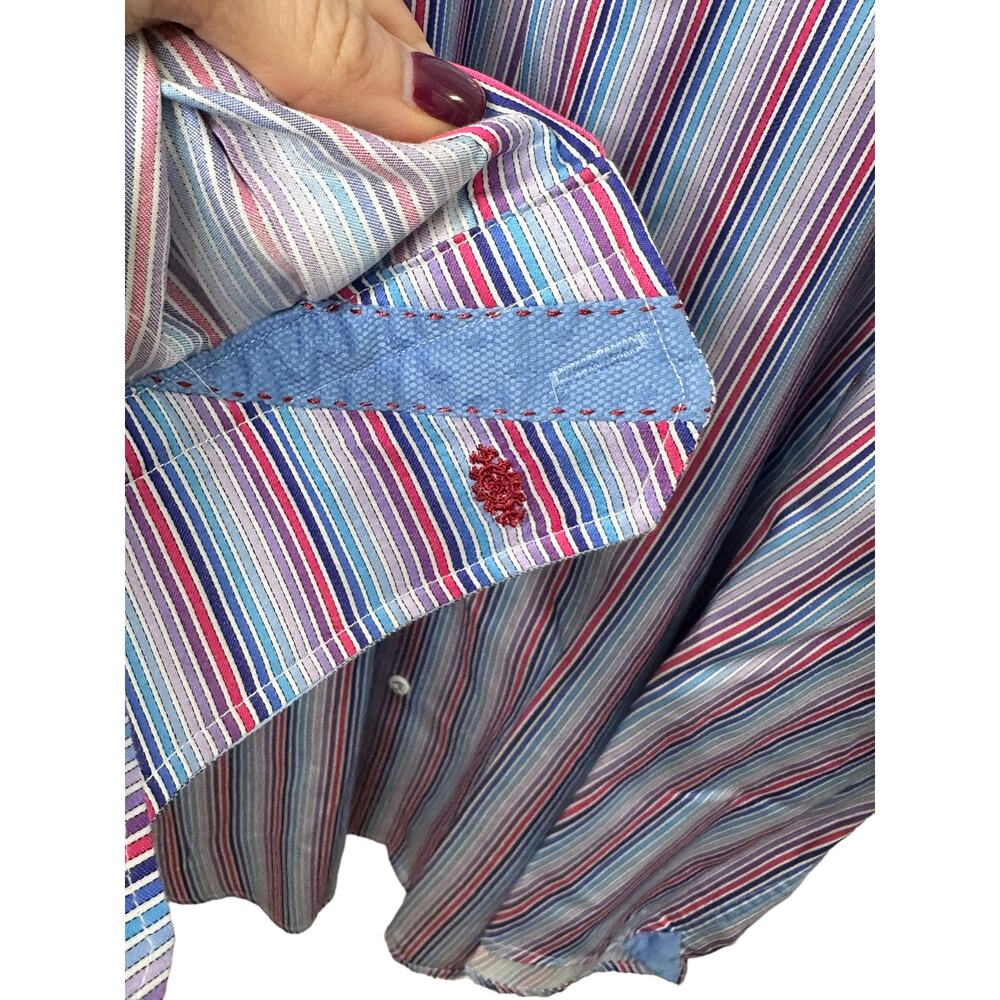 Robert Graham Multi-Color Pinstripe Button-Down Shirt Men's 48 19 34/35 BIG - Picture 7 of 7